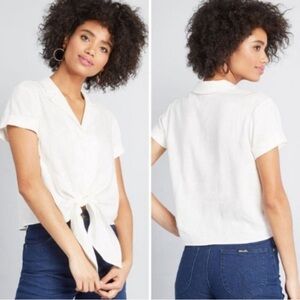 Wisely Tied Button-up in White